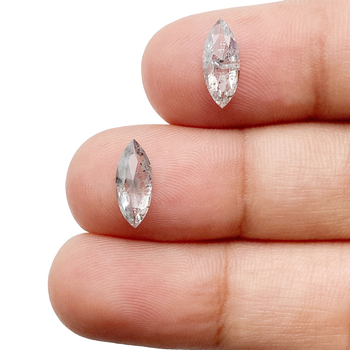 1.69cttw | Rustic Marquise Shape Rose Cut Diamond Matched Pair - Modern Rustic Diamond