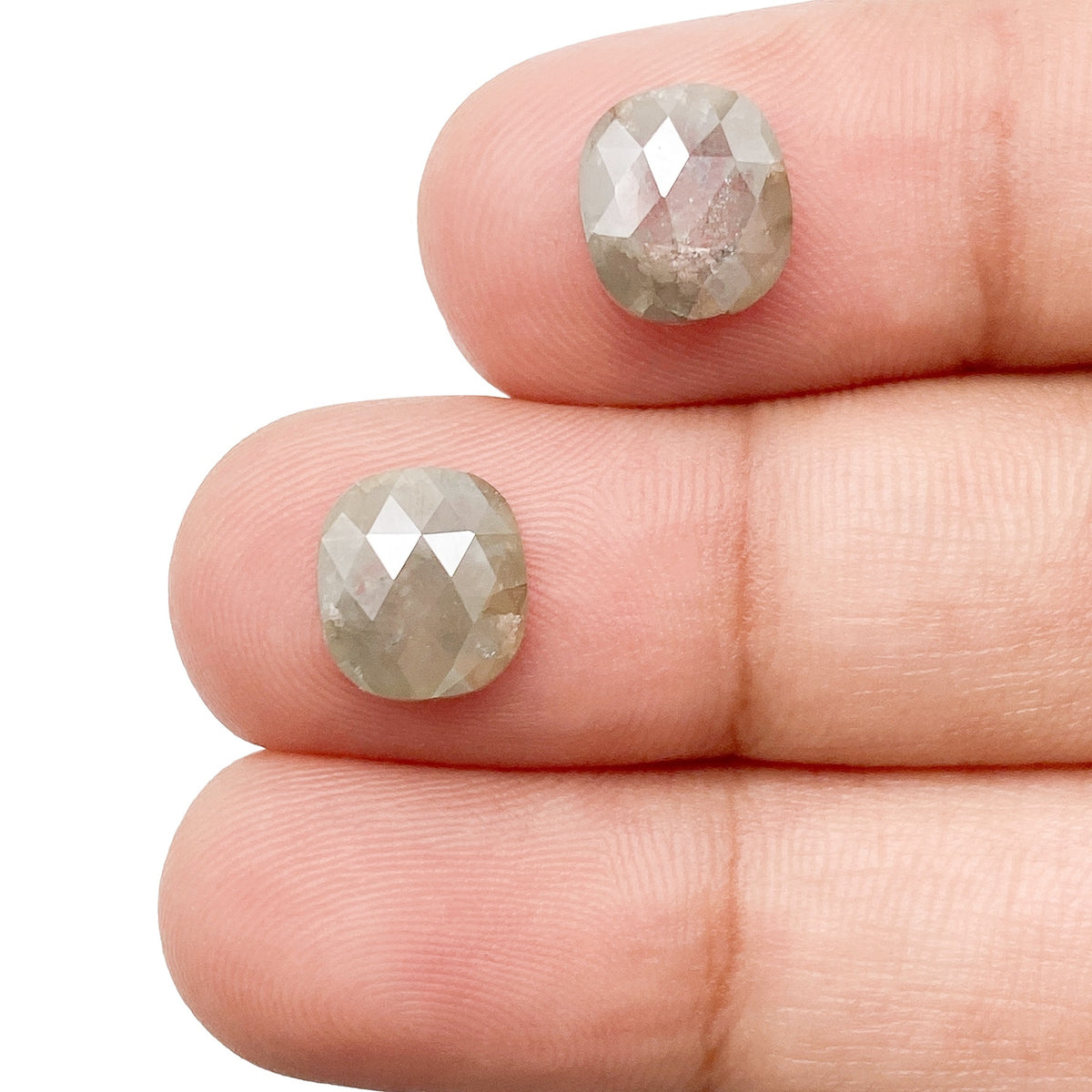 3.62cttw | Rustic  Cushion Shape Rose Cut Diamond Matched Pair - Modern Rustic Diamond