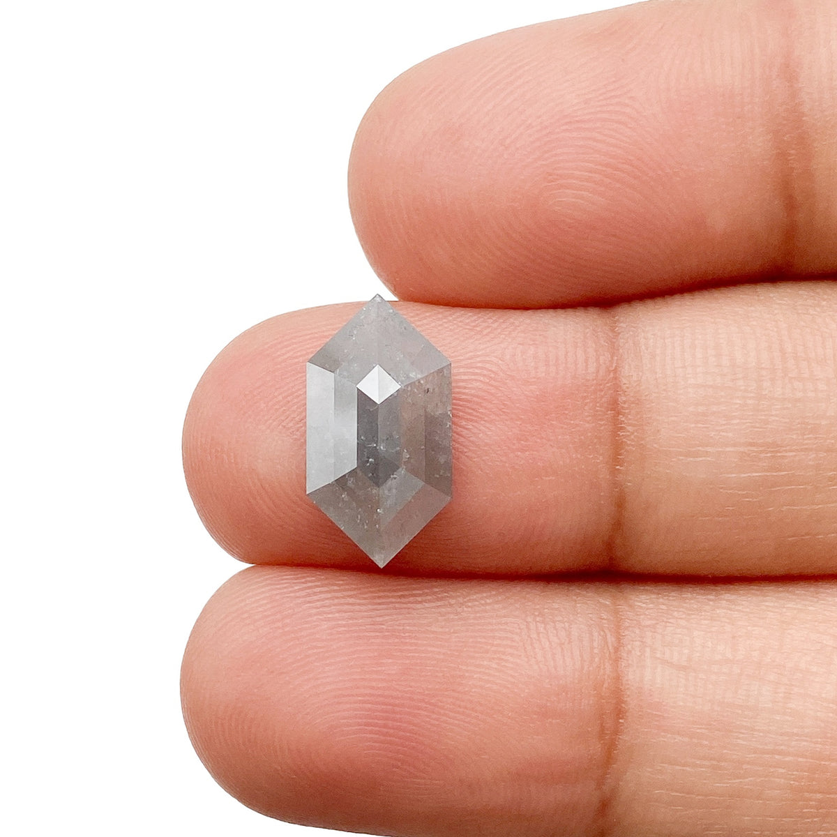 1.95ct | Salt &amp; Pepper Hexagon Shape Rose Cut Diamond - Modern Rustic Diamond