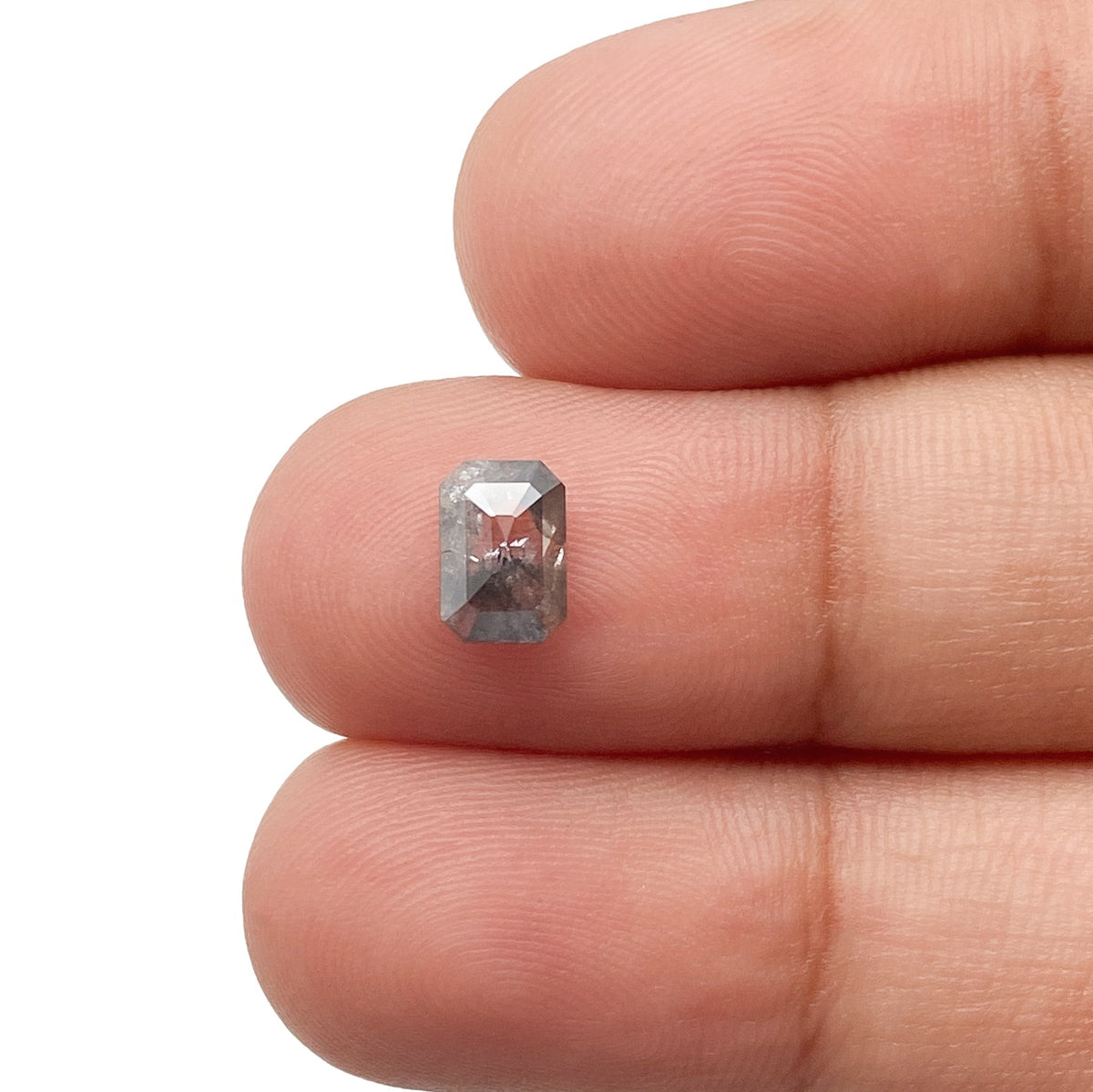 0.77ct | Salt &amp; Pepper Emerald Shape Step Cut Diamond - Modern Rustic Diamond