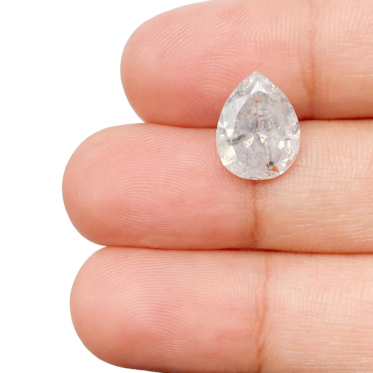 3.65ct | Salt & Pepper Pear Shape Brilliant Cut Diamond - Modern Rustic Diamond