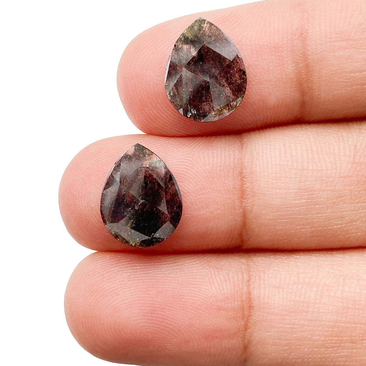 2.81cttw | Rustic  Pear Shape Rose Cut Diamond Matched Pair - Modern Rustic Diamond