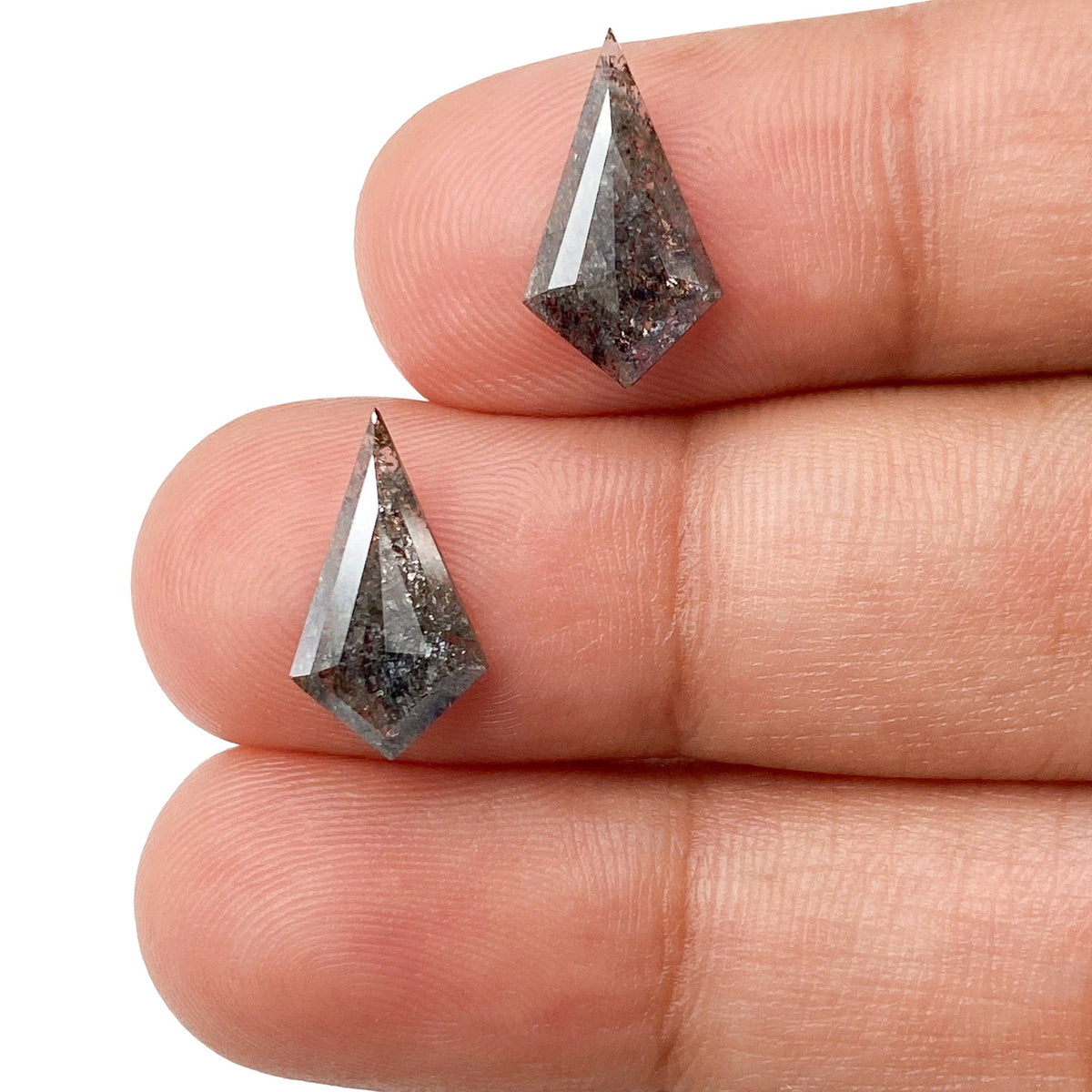 1.48cttw | Rustic Kite Shape Rose Cut Diamond Matched Pair - Modern Rustic Diamond