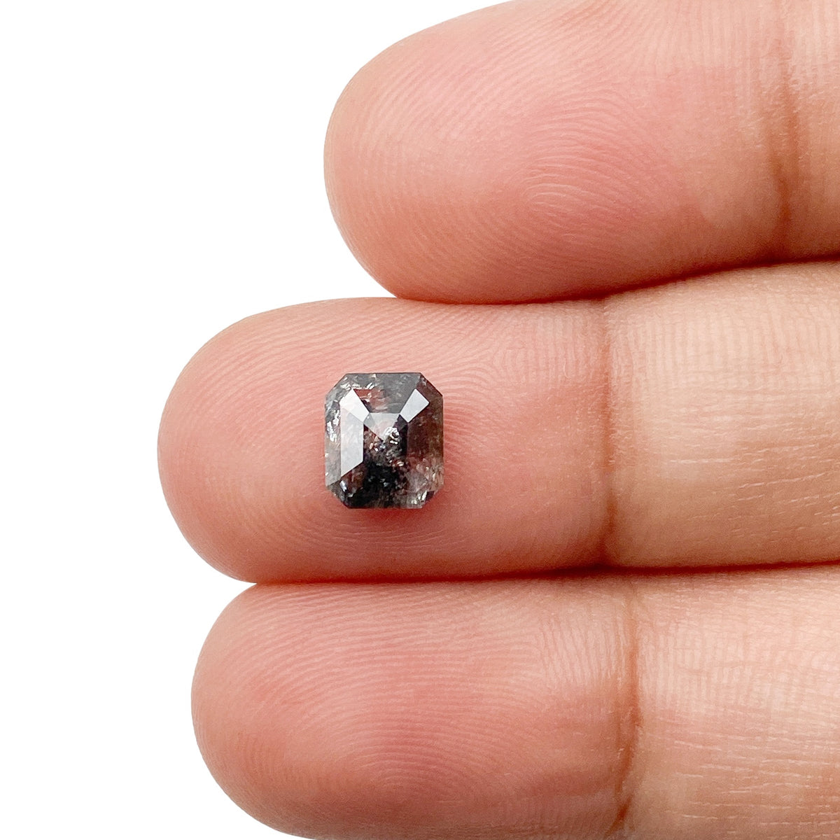 1.09ct | Salt &amp; Pepper Emerald Shape Step Cut Diamond - Modern Rustic Diamond