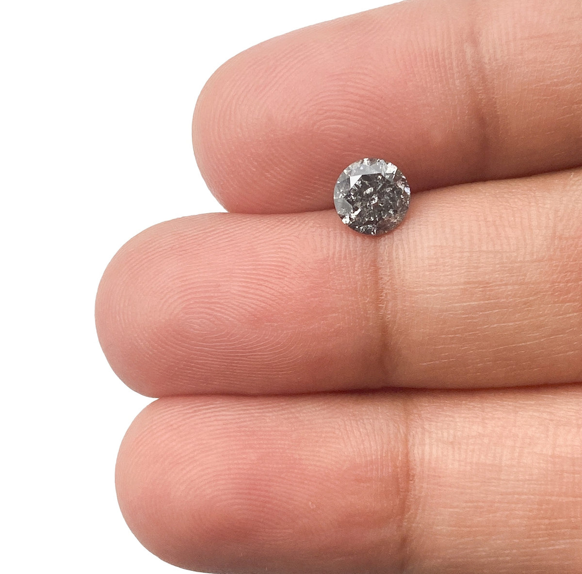 0.62ct | Salt &amp; Pepper Round Shape Brilliant Cut Diamond - Modern Rustic Diamond