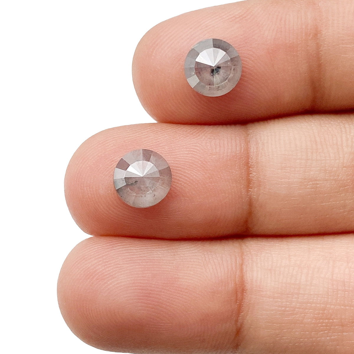 1.93cttw | Rustic  Round Shape Rose Cut Diamond Matched Pair - Modern Rustic Diamond