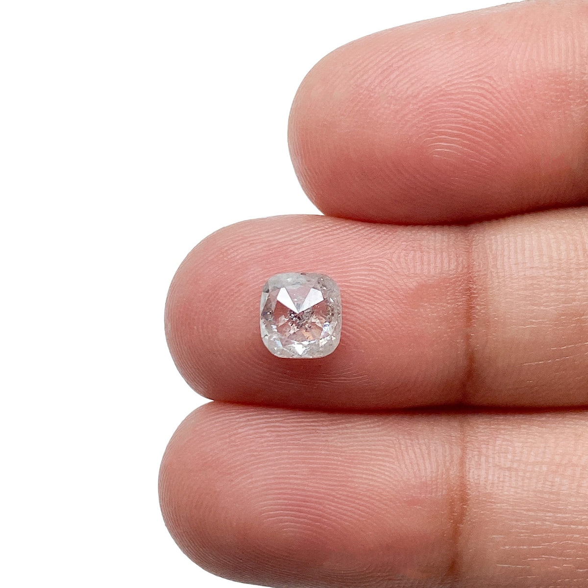 0.94ct | Salt &amp; Pepper Cushion Shape Rose Cut Diamond - Modern Rustic Diamond