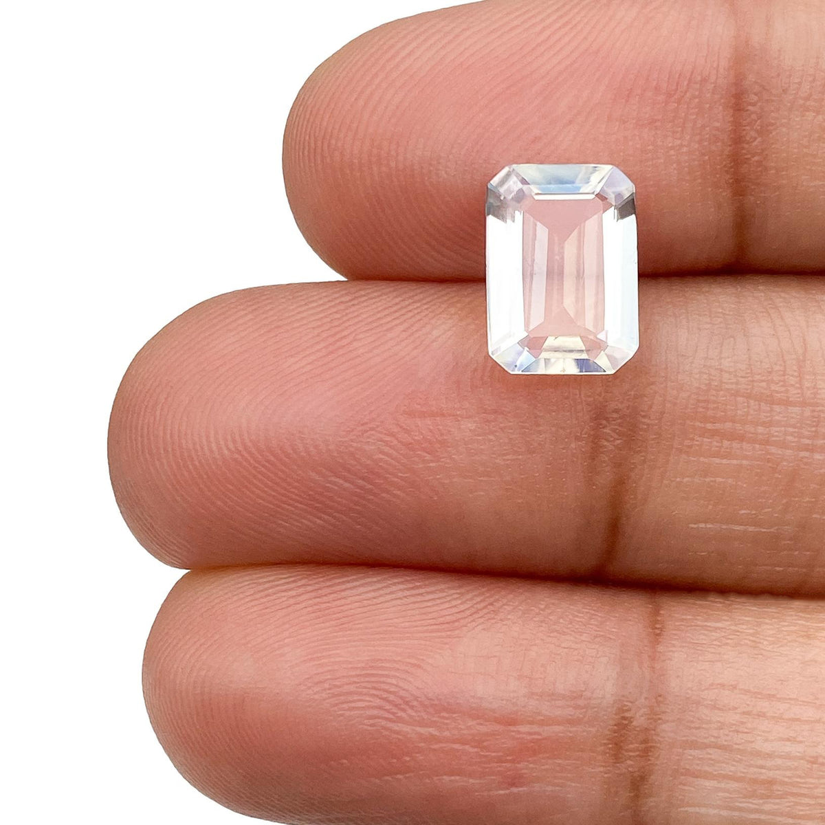 1.45ct |  Emerald Shape Step Cut Moonstone - Modern Rustic Diamond