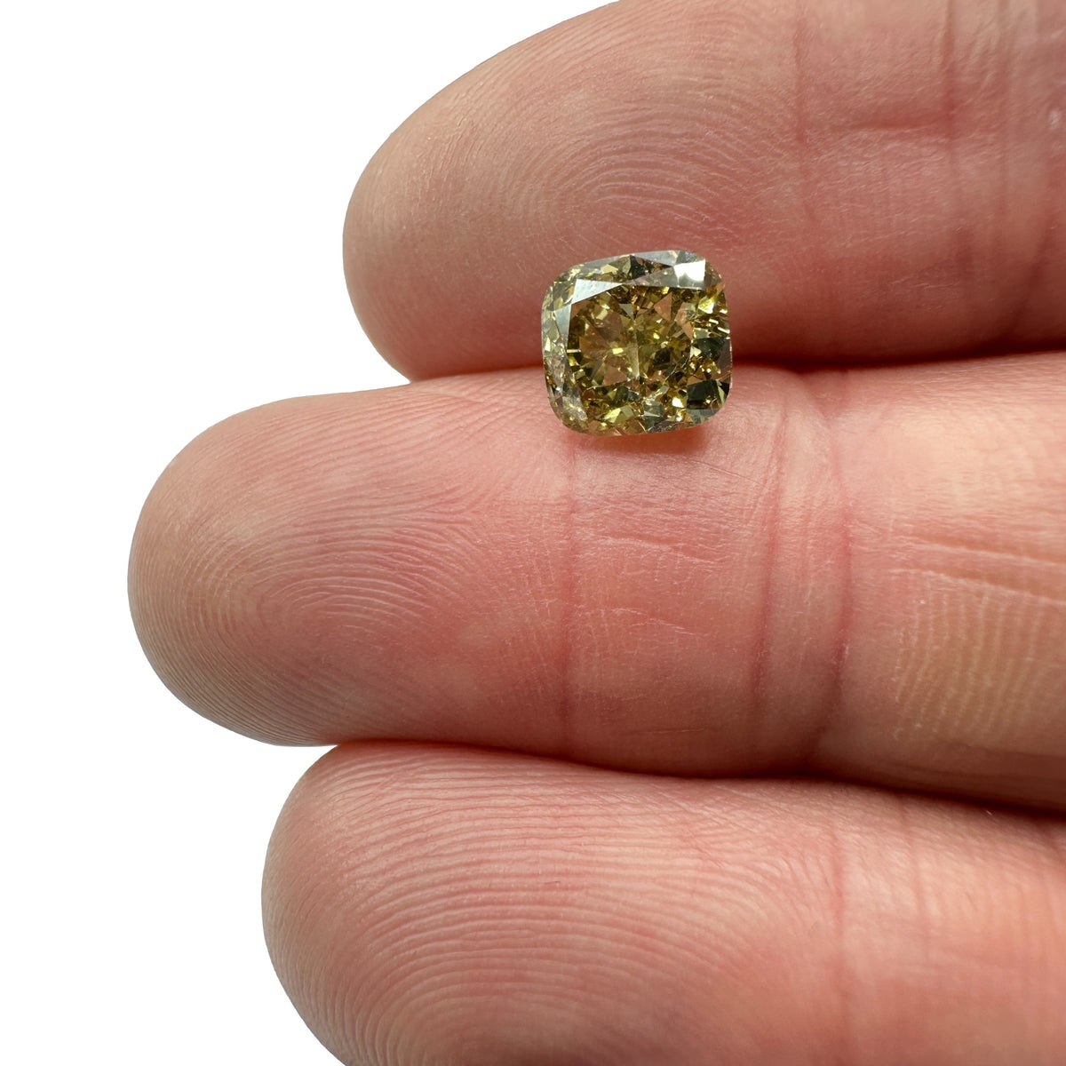 2.01ct | Fancy Dark Brown-Greenish Yellow VS1 Cushion Shape Brilliant Cut Diamond (GIA) - Modern Rustic Diamond
