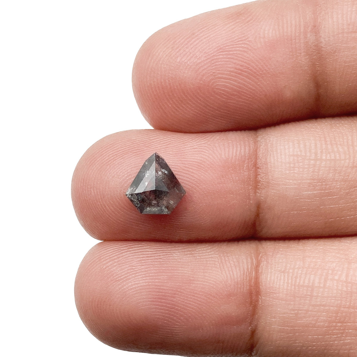 0.95ct | Salt &amp; Pepper Shield Shape Rose Cut Diamond - Modern Rustic Diamond