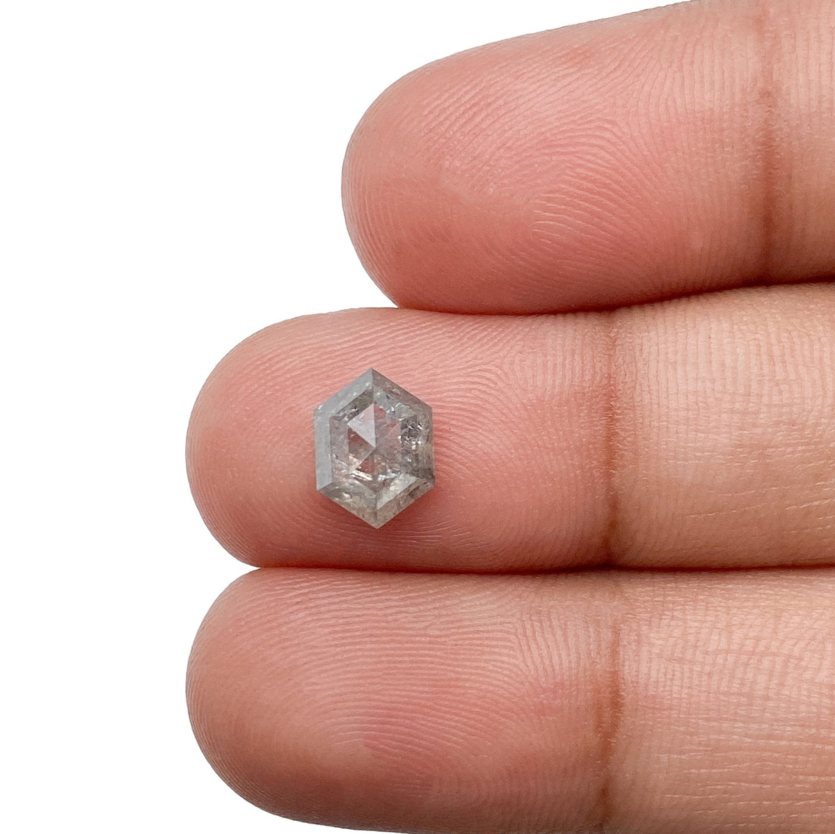 1.19ct | Salt &amp; Pepper Hexagon Shape Rose Cut Diamond - Modern Rustic Diamond
