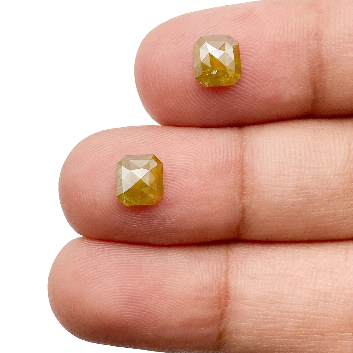 1.27cttw | Salt &amp; Pepper Asscher Shape Step Cut Diamond Matched Pair - Modern Rustic Diamond