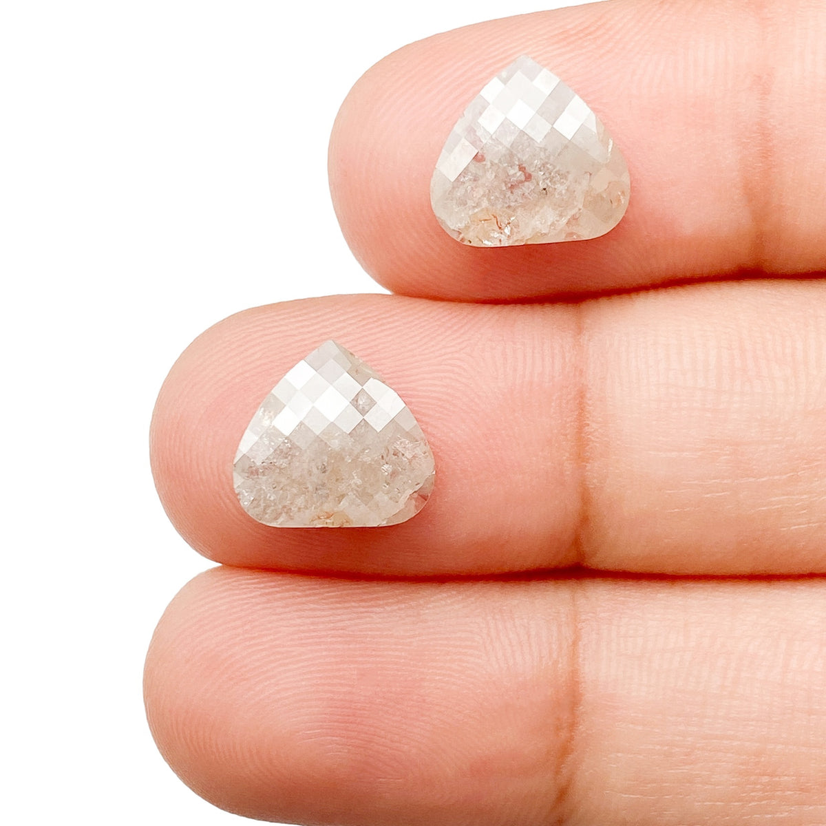 3.99cttw | Rustic  Pear Shape Rose Cut Diamond Matched Pair - Modern Rustic Diamond