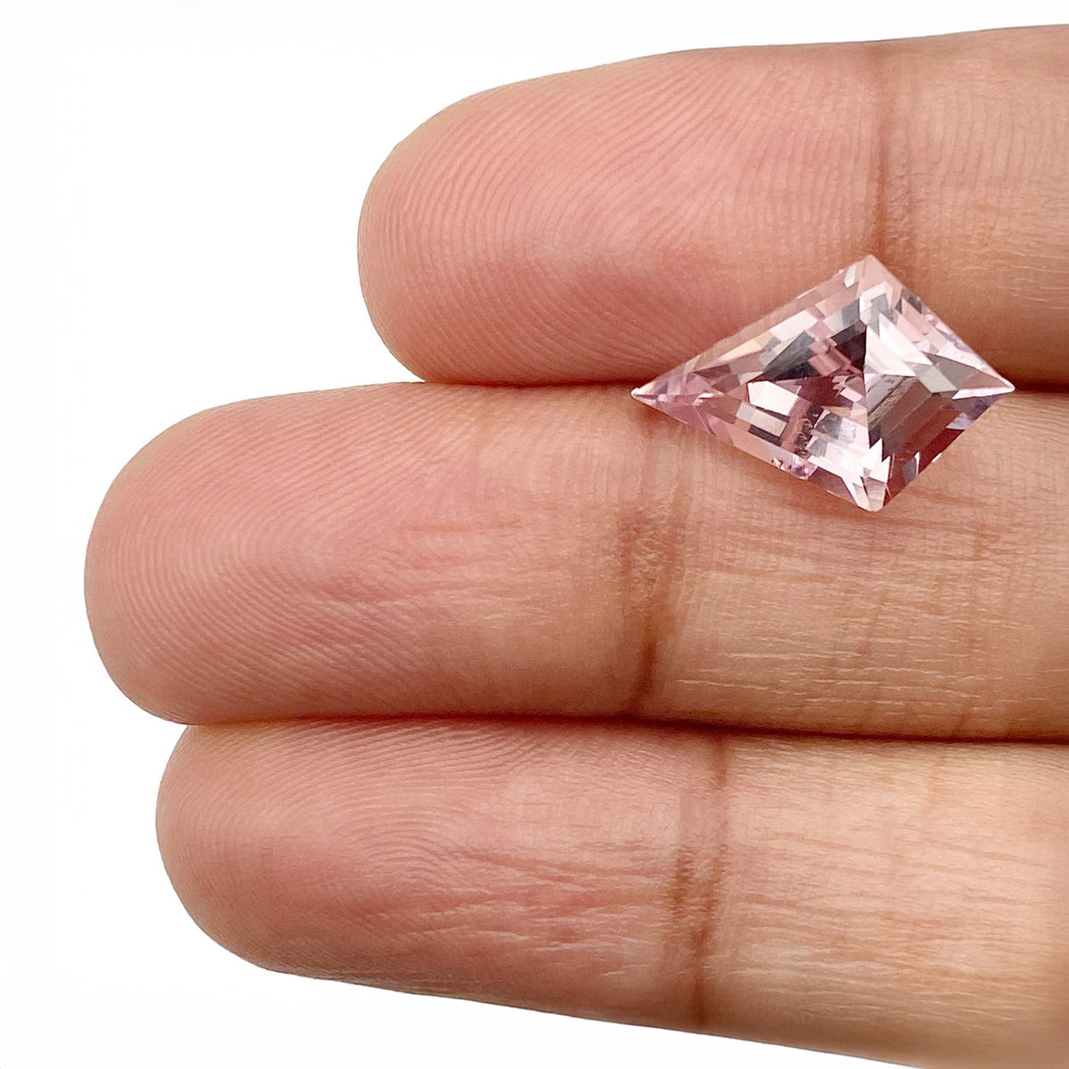3.13ct |  Kite Shape Step Cut Morganite - Modern Rustic Diamond