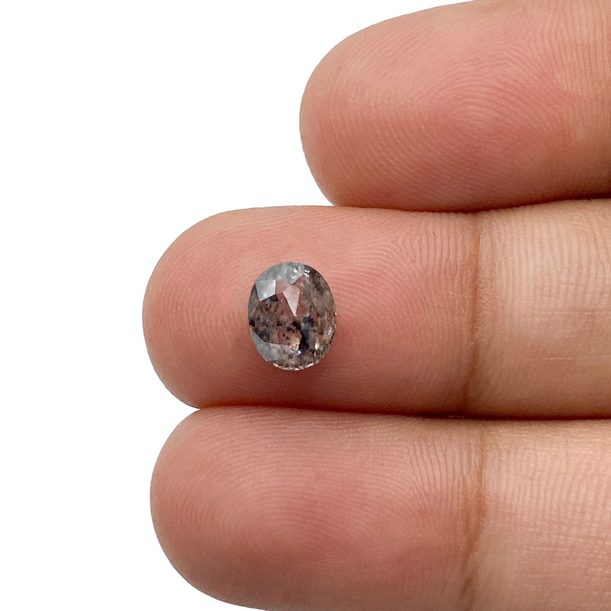 1.11ct | Salt &amp; Pepper Oval Shape Rose Cut Diamond - Modern Rustic Diamond