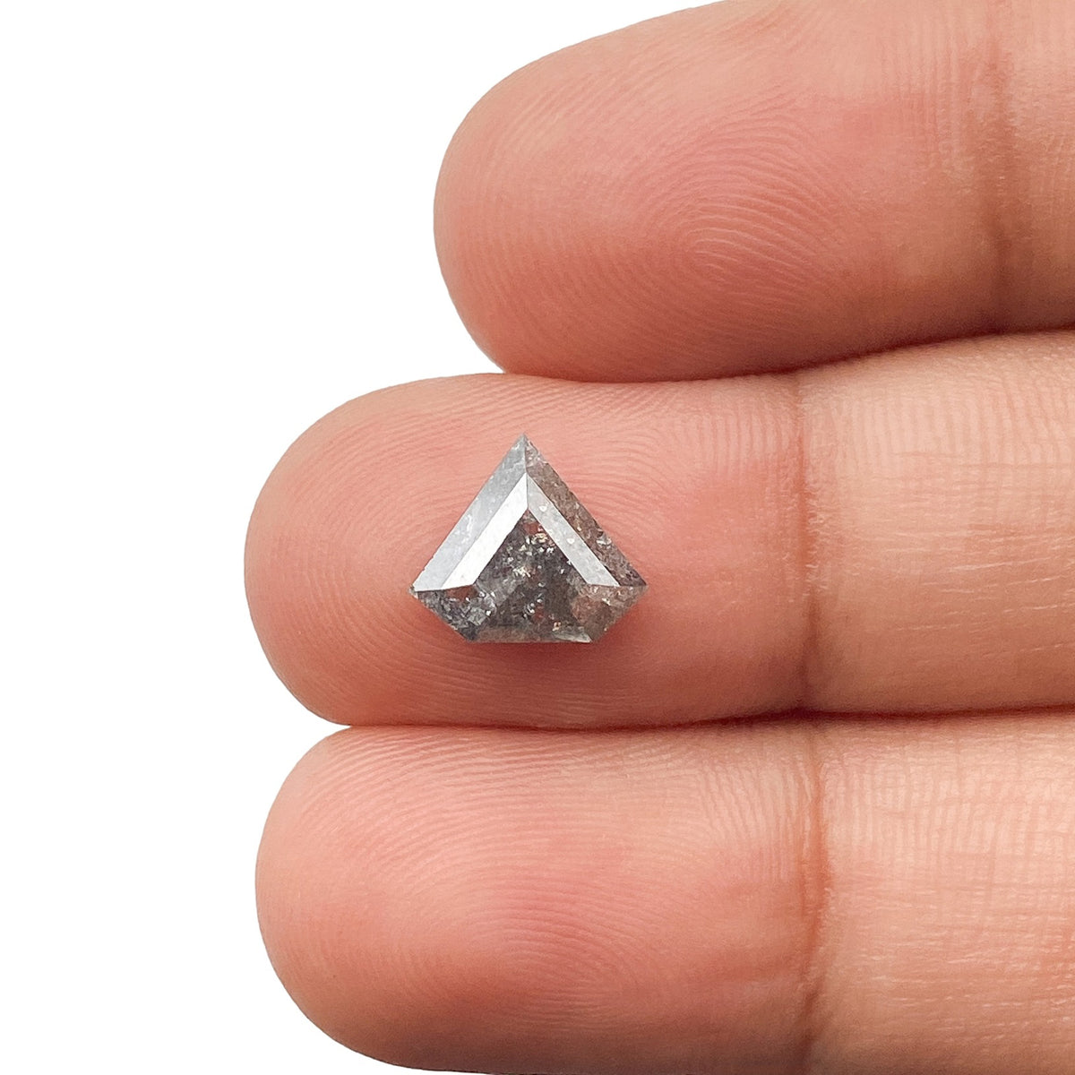 1.15ct | Salt &amp; Pepper Shield Shape Rose Cut Diamond - Modern Rustic Diamond