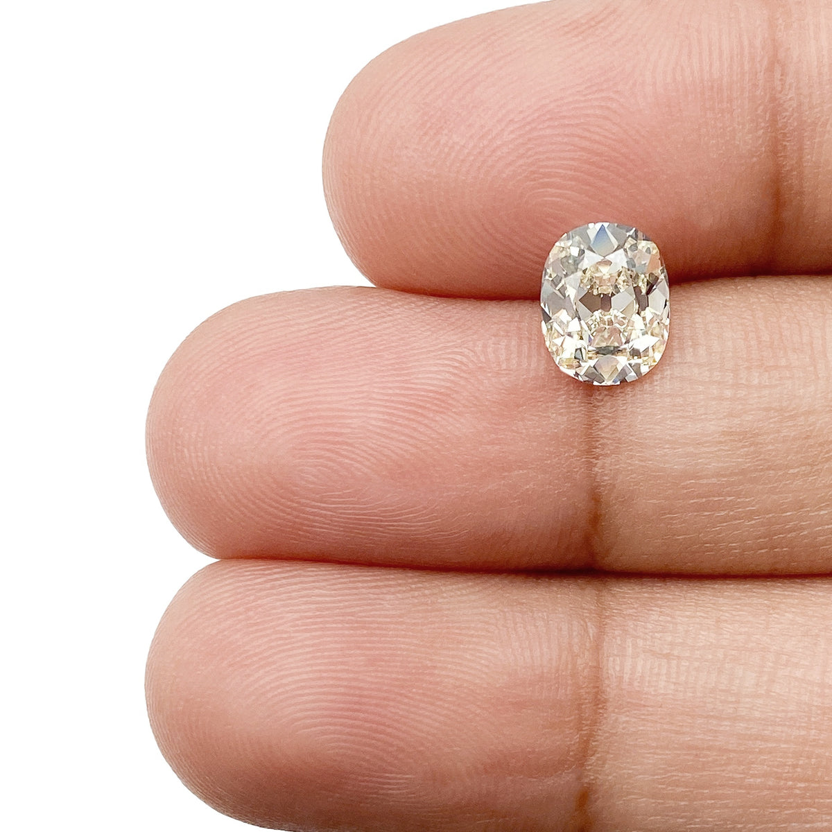 1.34ct | Light Color VVS Cushion Shape Old Mine Cut Diamond - Modern Rustic Diamond