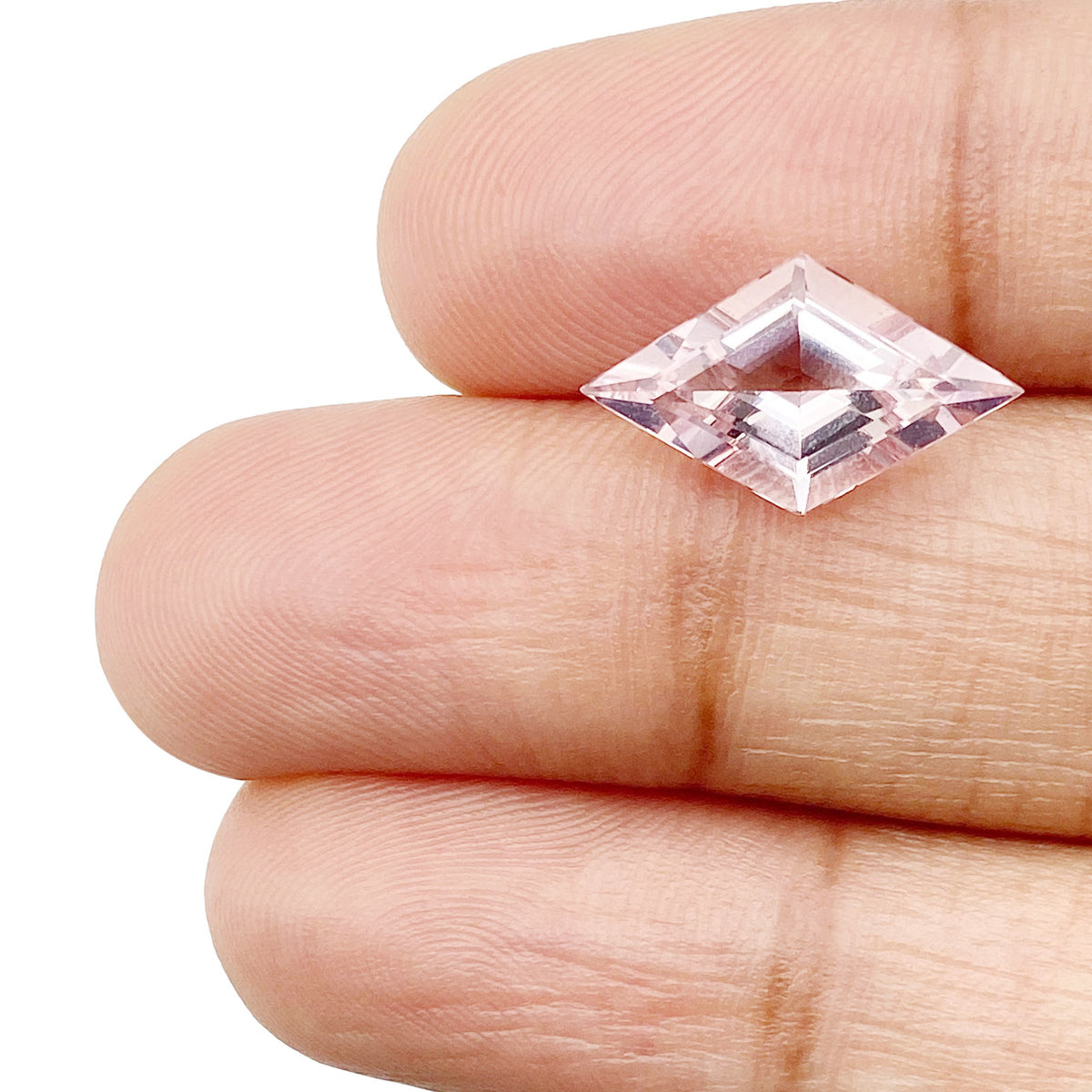 2.06ct |  Lozenge Shape Step Cut Morganite - Modern Rustic Diamond