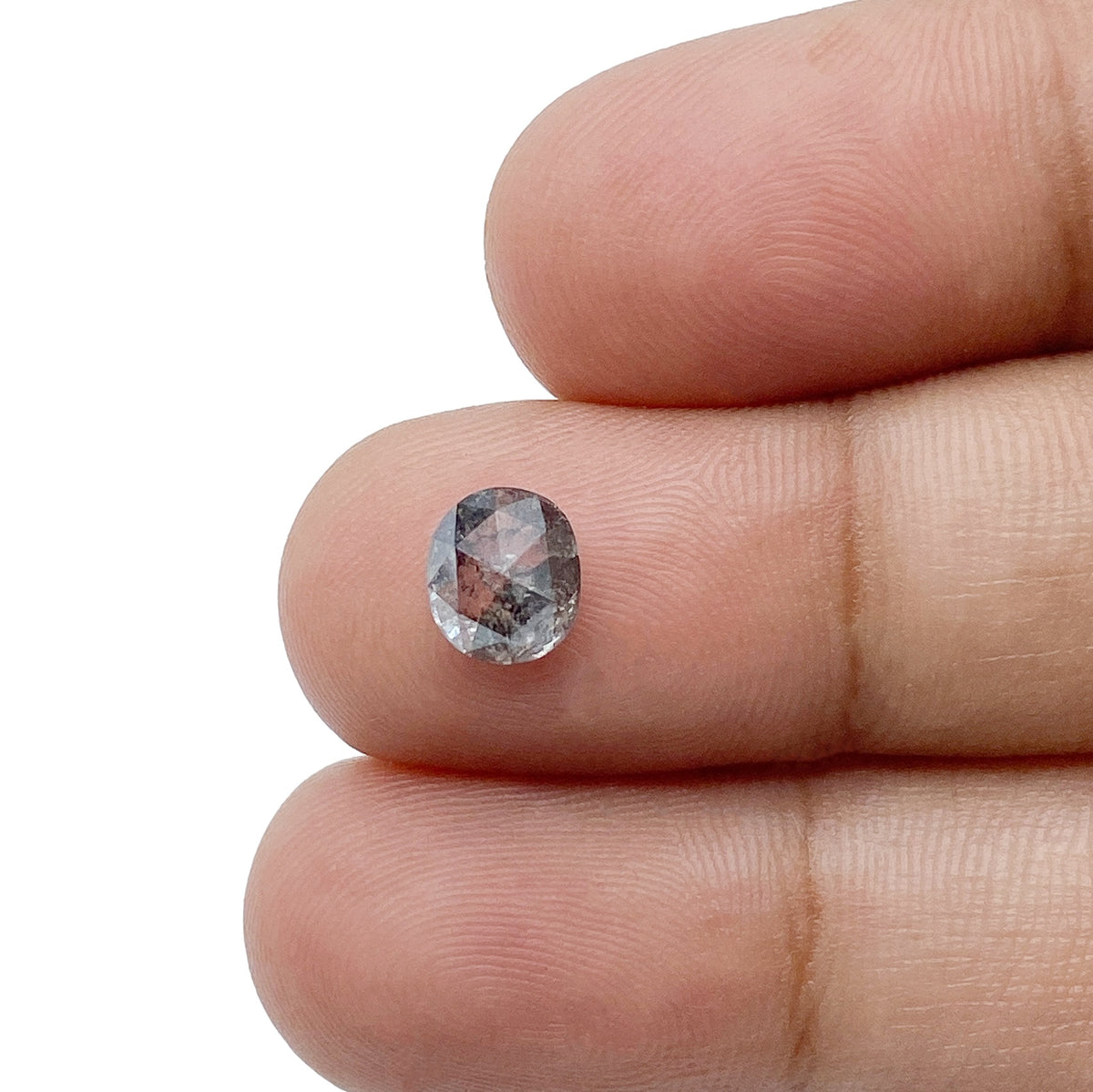 1.00ct | Salt &amp; Pepper Cushion Shape Rose Cut Diamond - Modern Rustic Diamond