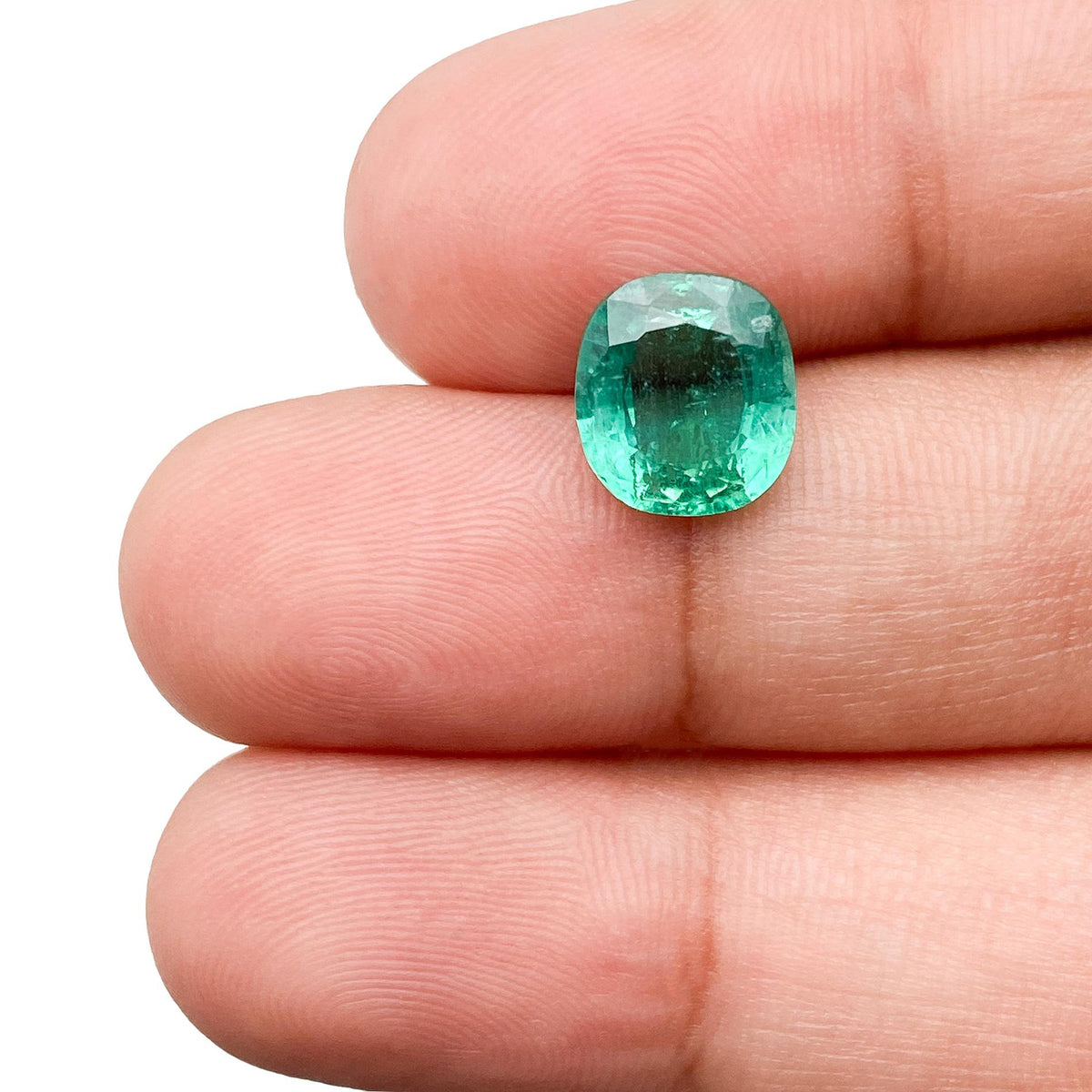 2.26ct | Brilliant Cut Cushion Shape Brazil Emerald - Modern Rustic Diamond