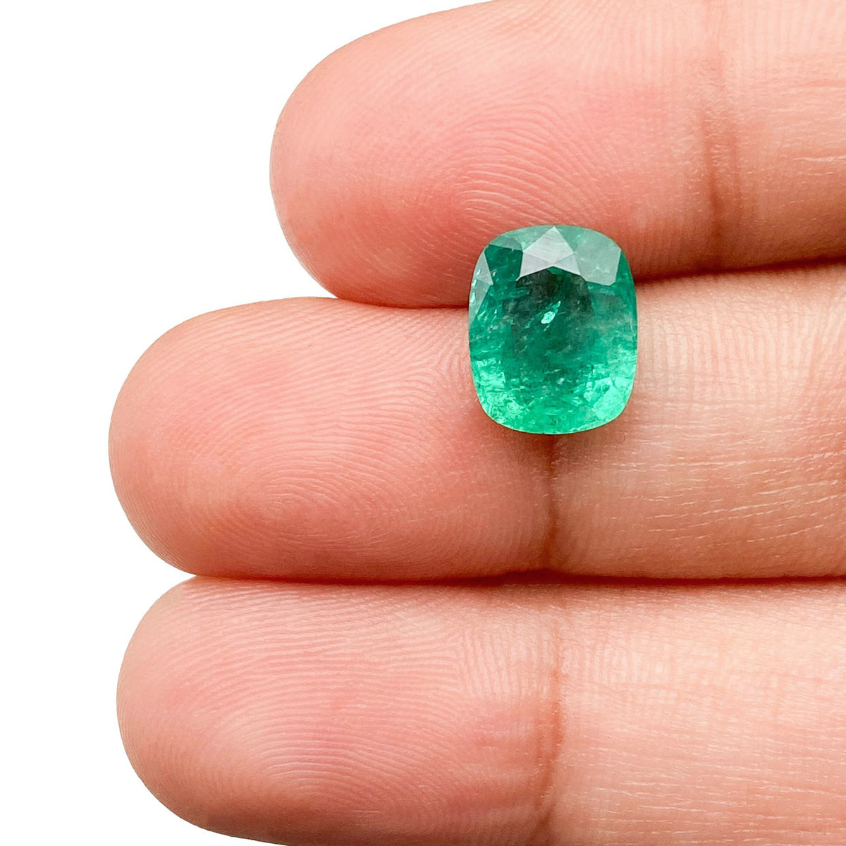 2.46ct | Brilliant Cut Cushion Shape Brazil Emerald - Modern Rustic Diamond
