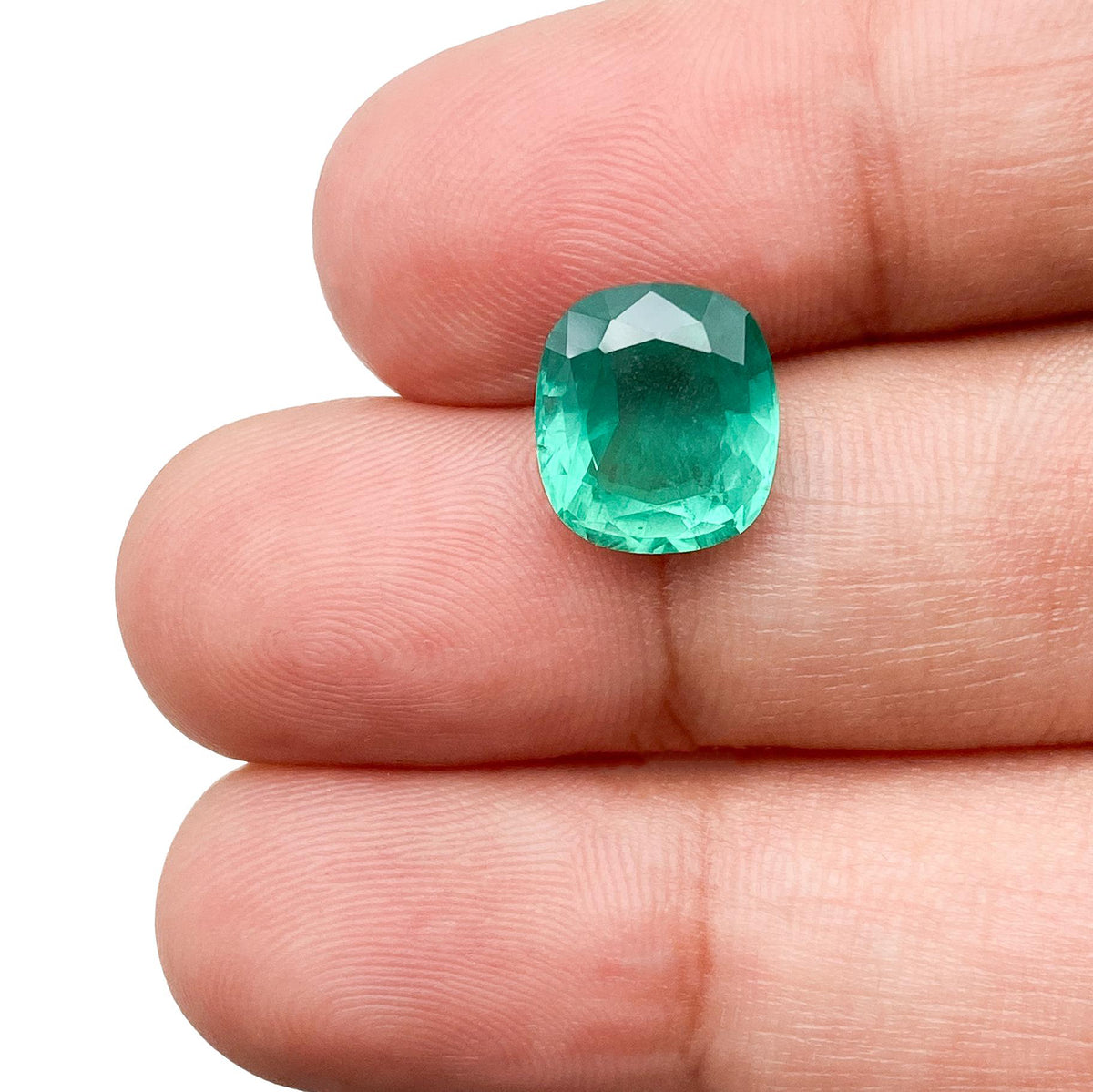 3.00ct | Brilliant Cut Cushion Shape Brazil Emerald - Modern Rustic Diamond