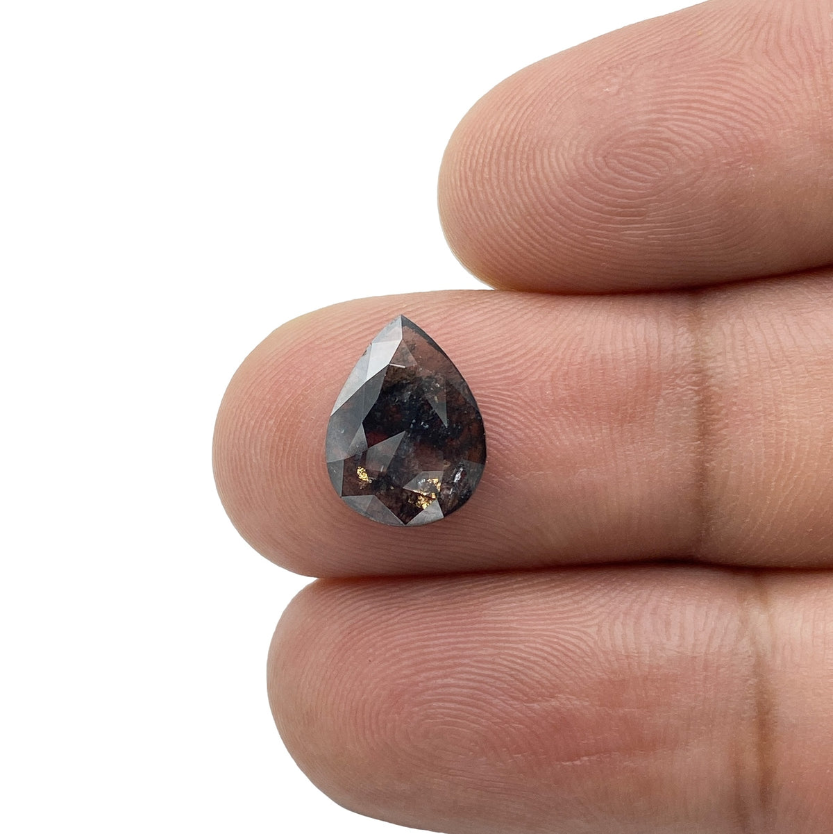 1.76ct | Salt &amp; Pepper Pear Shape Rose Cut Diamond - Modern Rustic Diamond