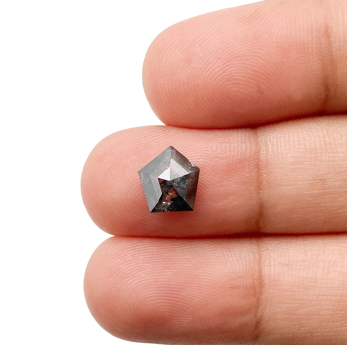 1.29ct | Salt &amp; Pepper Shield Shape Rose Cut Diamond - Modern Rustic Diamond