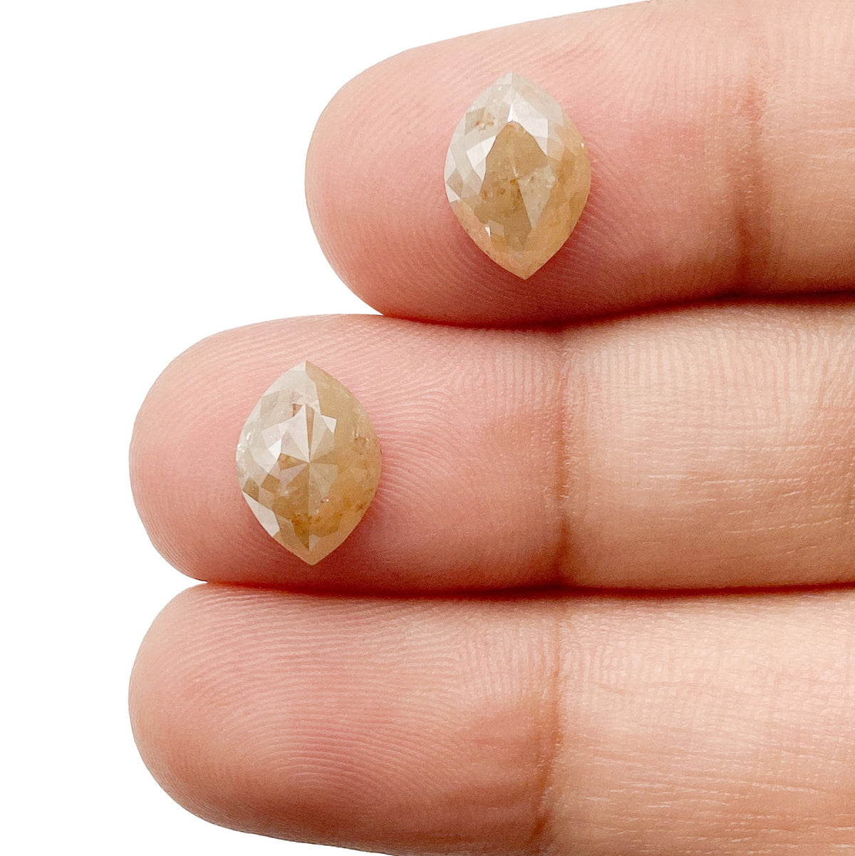 3.07cttw | Salt &amp; Pepper Marquise Shape Rose Cut Diamond Matched Pair - Modern Rustic Diamond