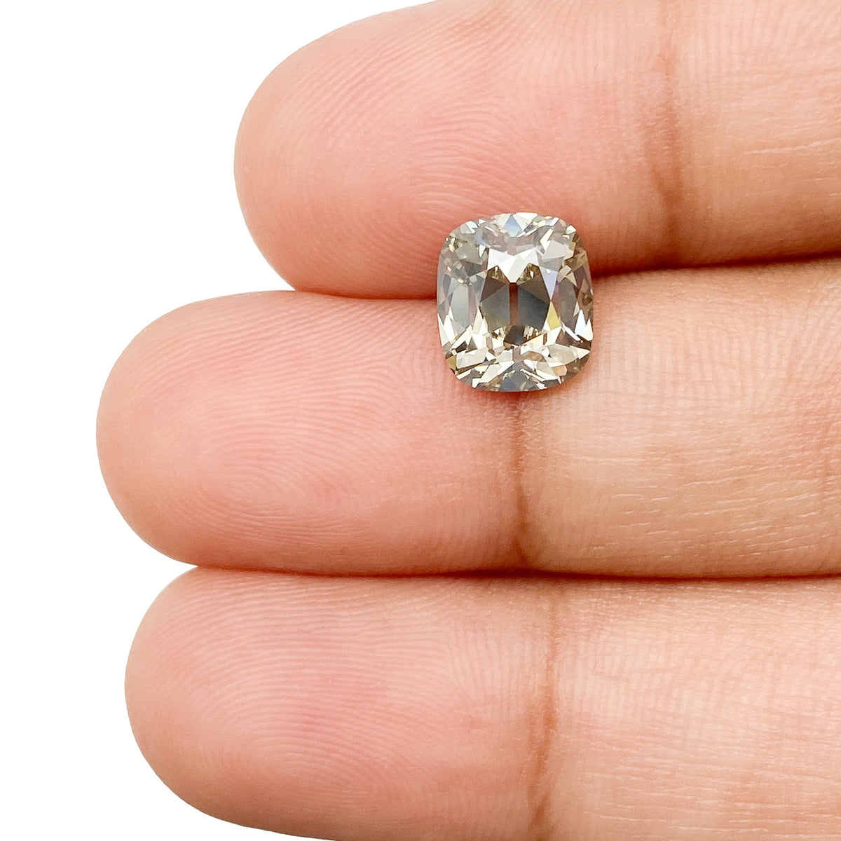 2.07ct | Fancy Dark Yellowish Green-Gray SI1 Cushion Shape Old Mine Cut Diamond (GIA) - Modern Rustic Diamond