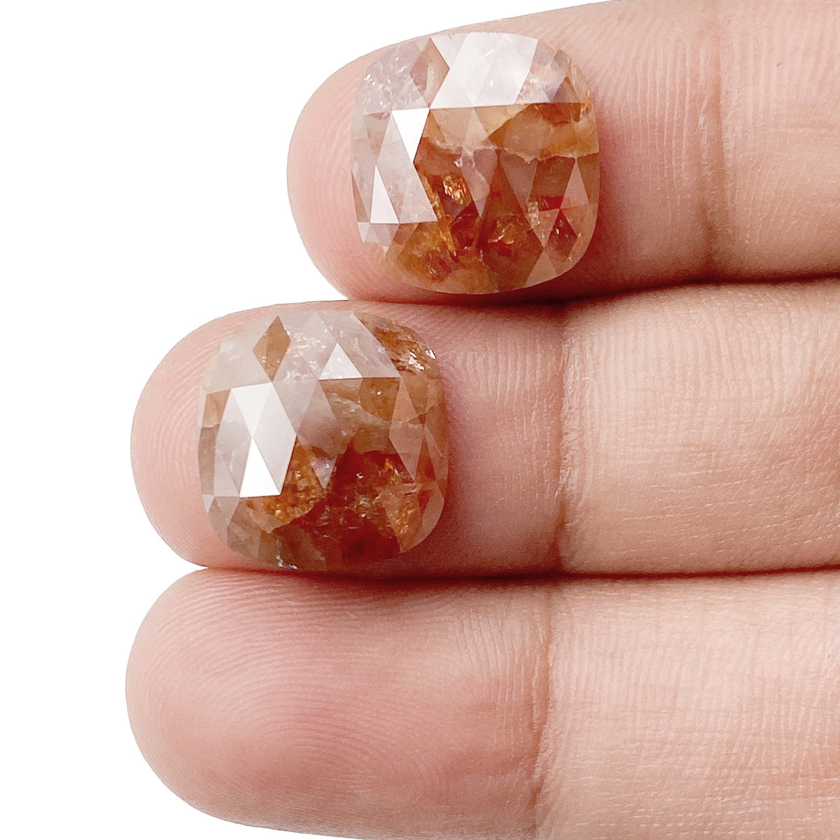 10.02cttw | Salt &amp; Pepper Cushion Shape Rose Cut Diamond Matched Pair - Modern Rustic Diamond