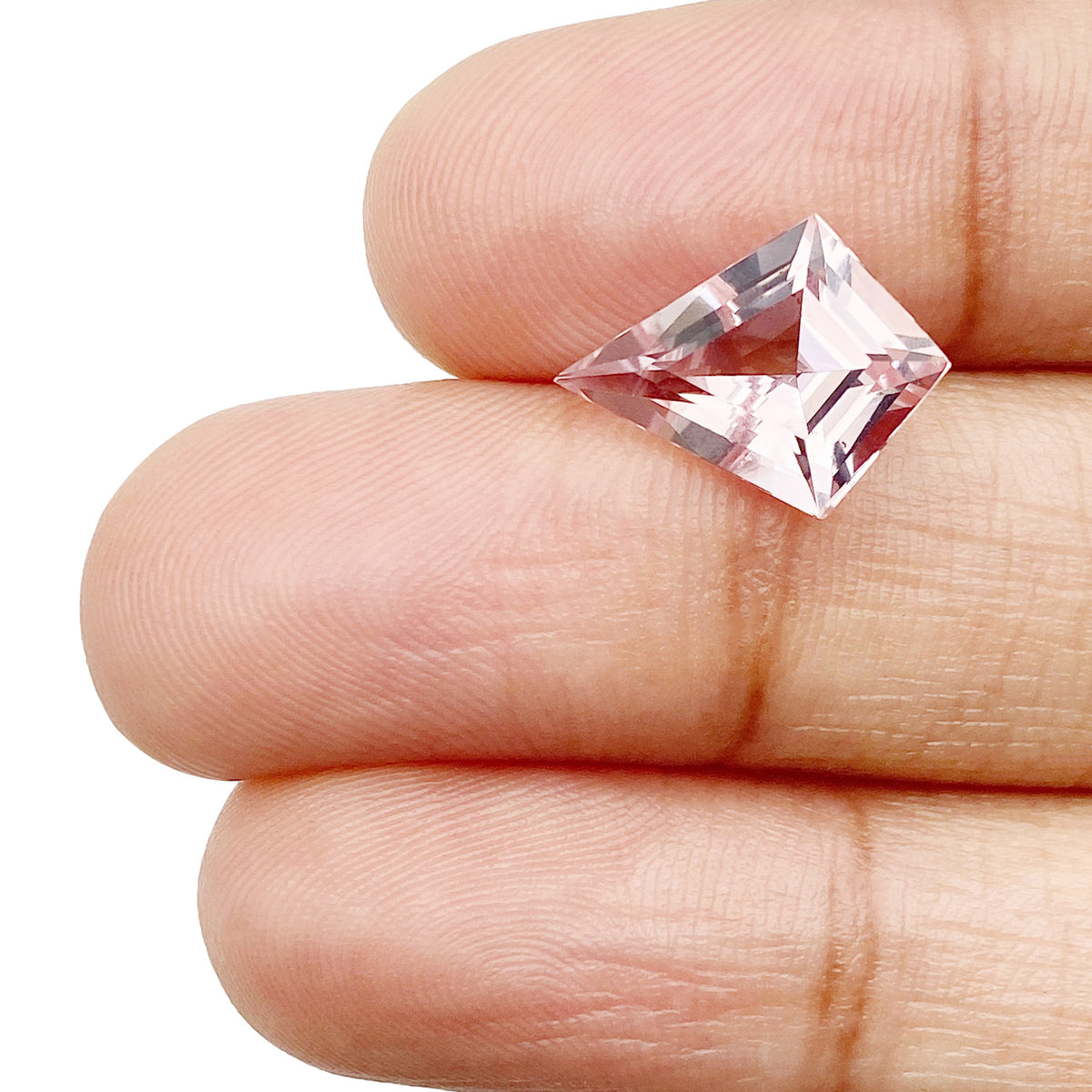 2.58ct |  Kite Shape Step Cut Morganite - Modern Rustic Diamond