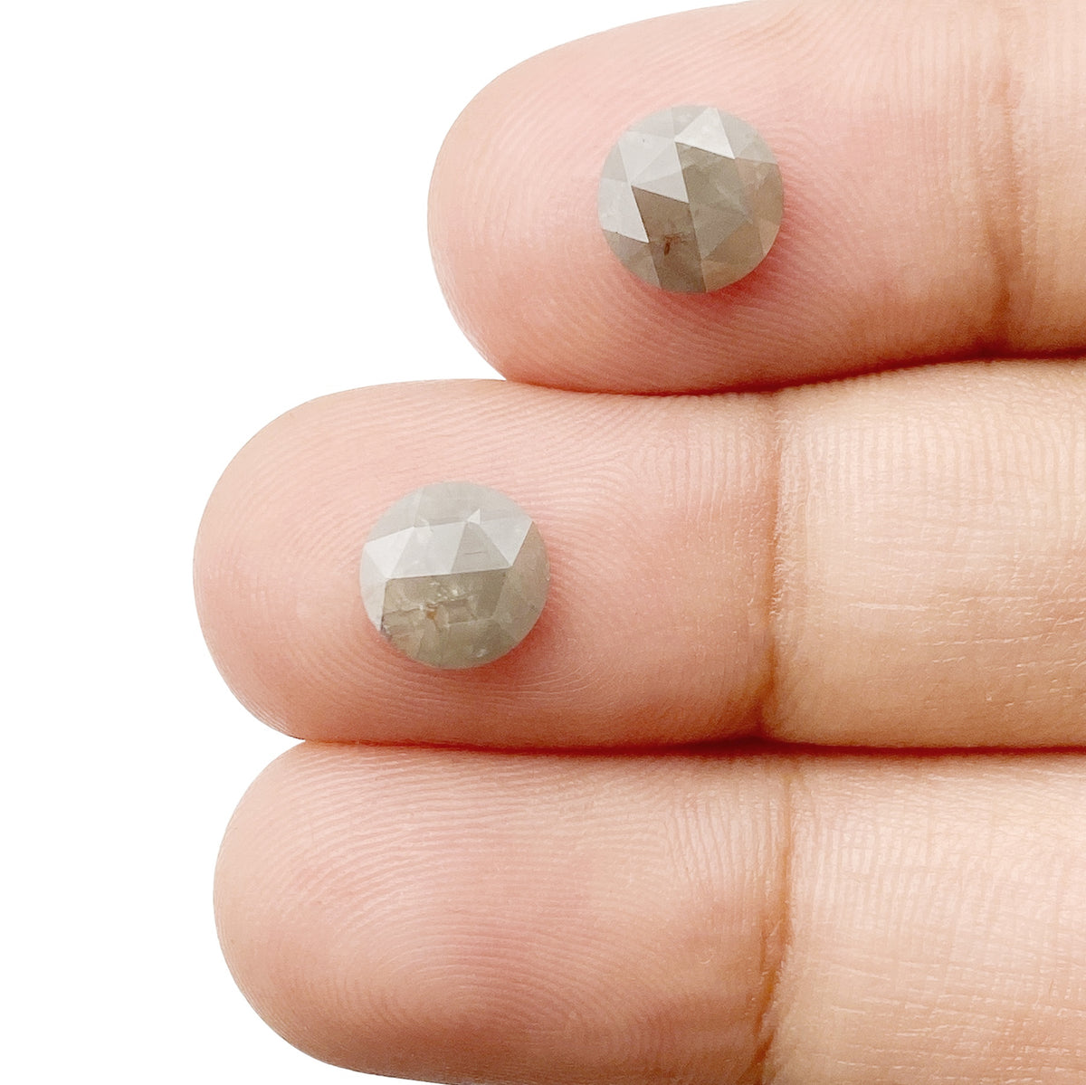 1.62cttw | Rustic  Round Shape Rose Cut Diamond Matched Pair - Modern Rustic Diamond