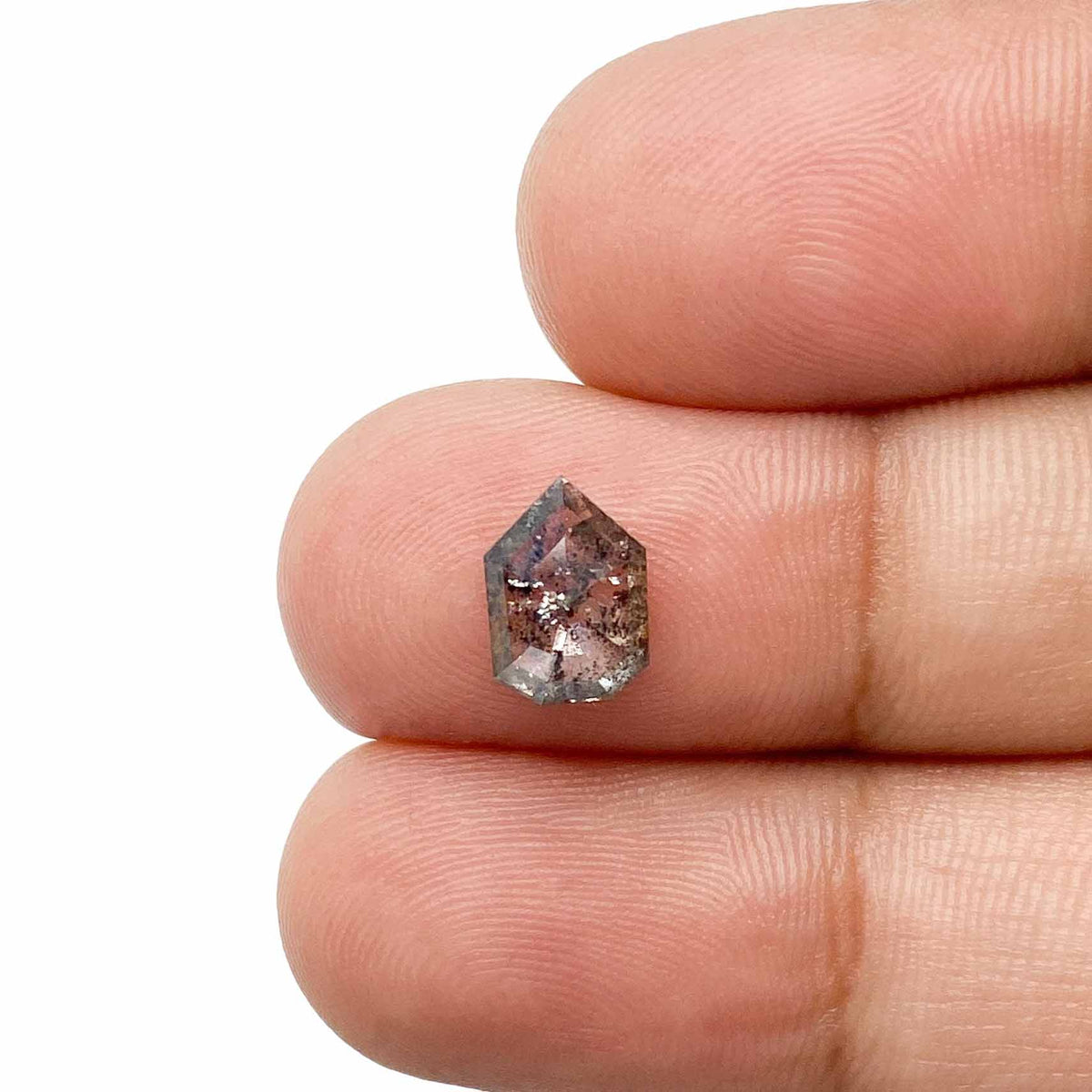1.07ct | Salt &amp; Pepper Shield Shape Rose Cut Diamond - Modern Rustic Diamond
