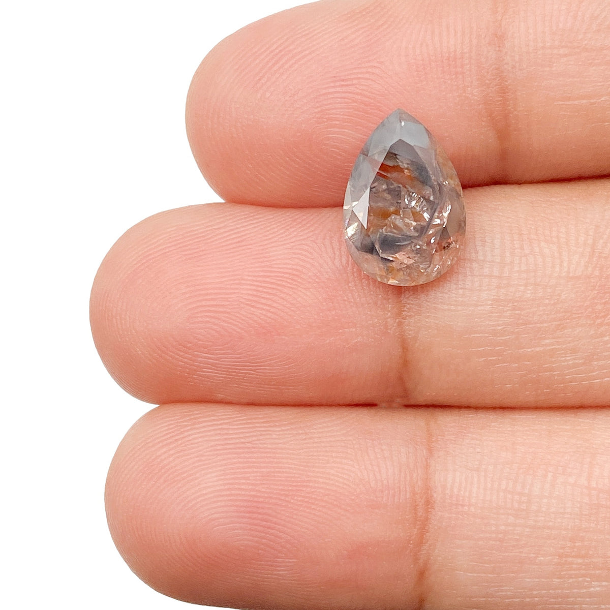 3.50ct | Rustic Grayish Red Pear Shape Brilliant Cut Diamond - Modern Rustic Diamond