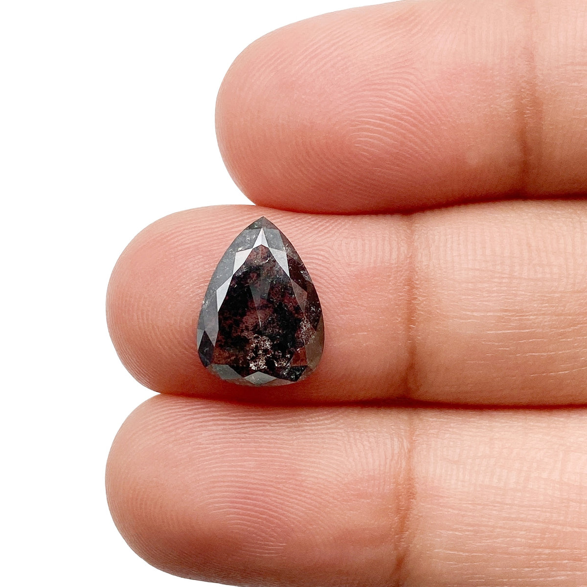 1.80ct | Salt &amp; Pepper Pear Shape Rose Cut Diamond - Modern Rustic Diamond