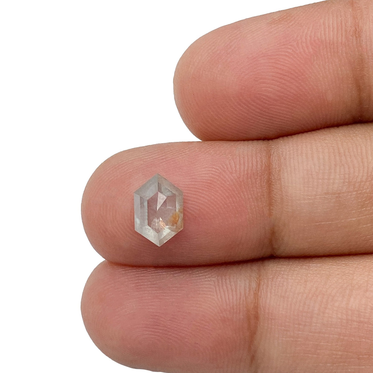 1.05ct | Salt &amp; Pepper Hexagon Shape Rose Cut Diamond - Modern Rustic Diamond