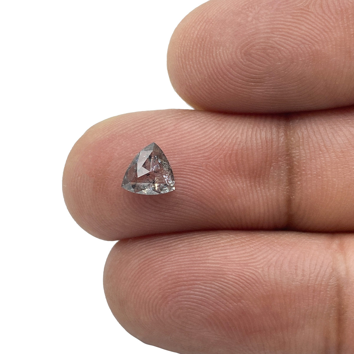 0.72ct | Salt &amp; Pepper Triangular Shape Rose Cut Diamond - Modern Rustic Diamond