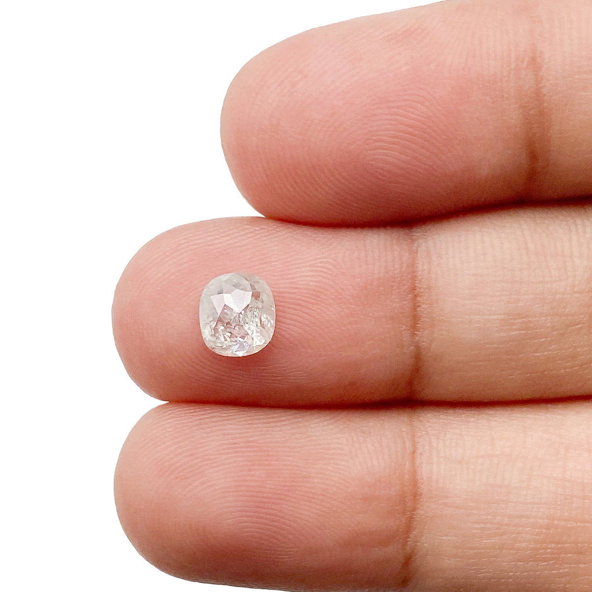 0.63ct | Salt &amp; Pepper Cushion Shape Rose Cut Diamond - Modern Rustic Diamond