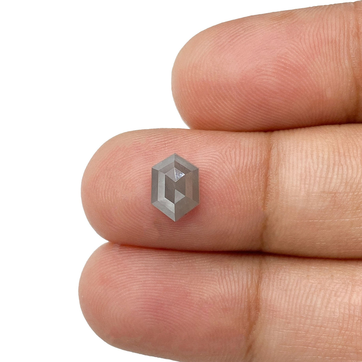 1.07ct | Salt &amp; Pepper Hexagon Shape Rose Cut Diamond - Modern Rustic Diamond