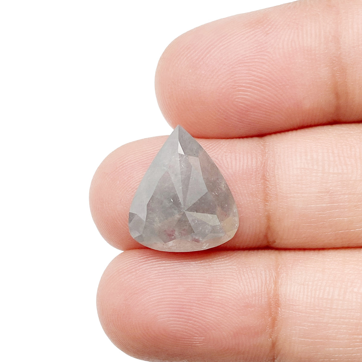 4.71ct | Salt &amp; Pepper Pear Shape Rose Cut Diamond - Modern Rustic Diamond