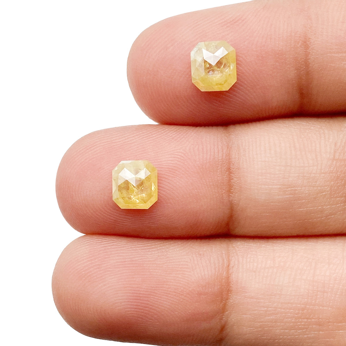 1.48cttw | Salt &amp; Pepper Asscher Shape Step Cut Diamond Matched Pair - Modern Rustic Diamond