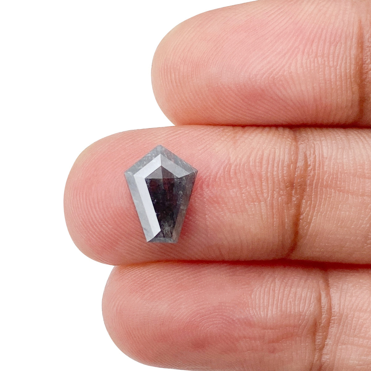 1.12ct | Salt &amp; Pepper Shield Shape Rose Cut Diamond - Modern Rustic Diamond