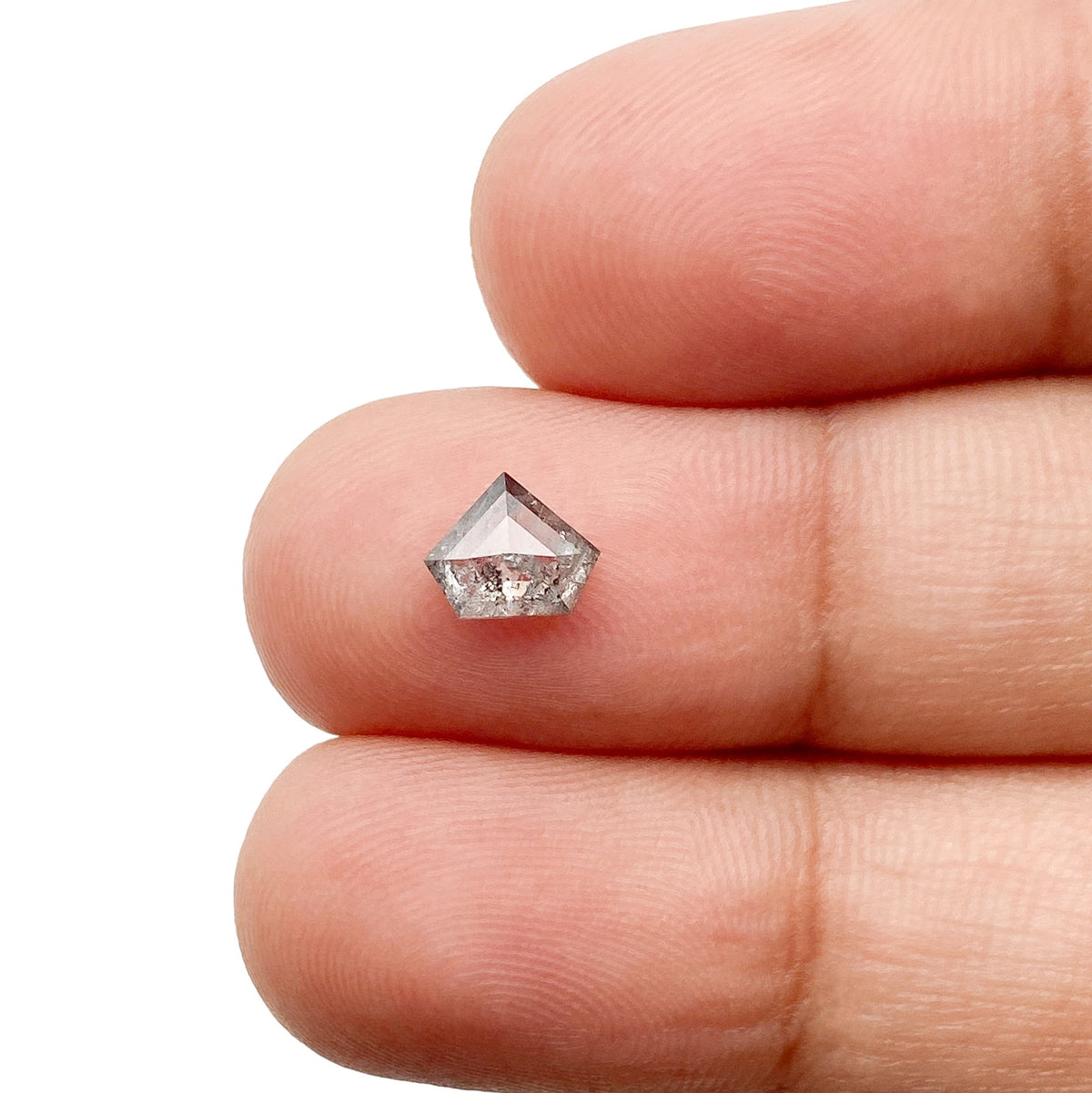 0.72ct | Salt &amp; Pepper Shield Shape Step Cut Diamond - Modern Rustic Diamond