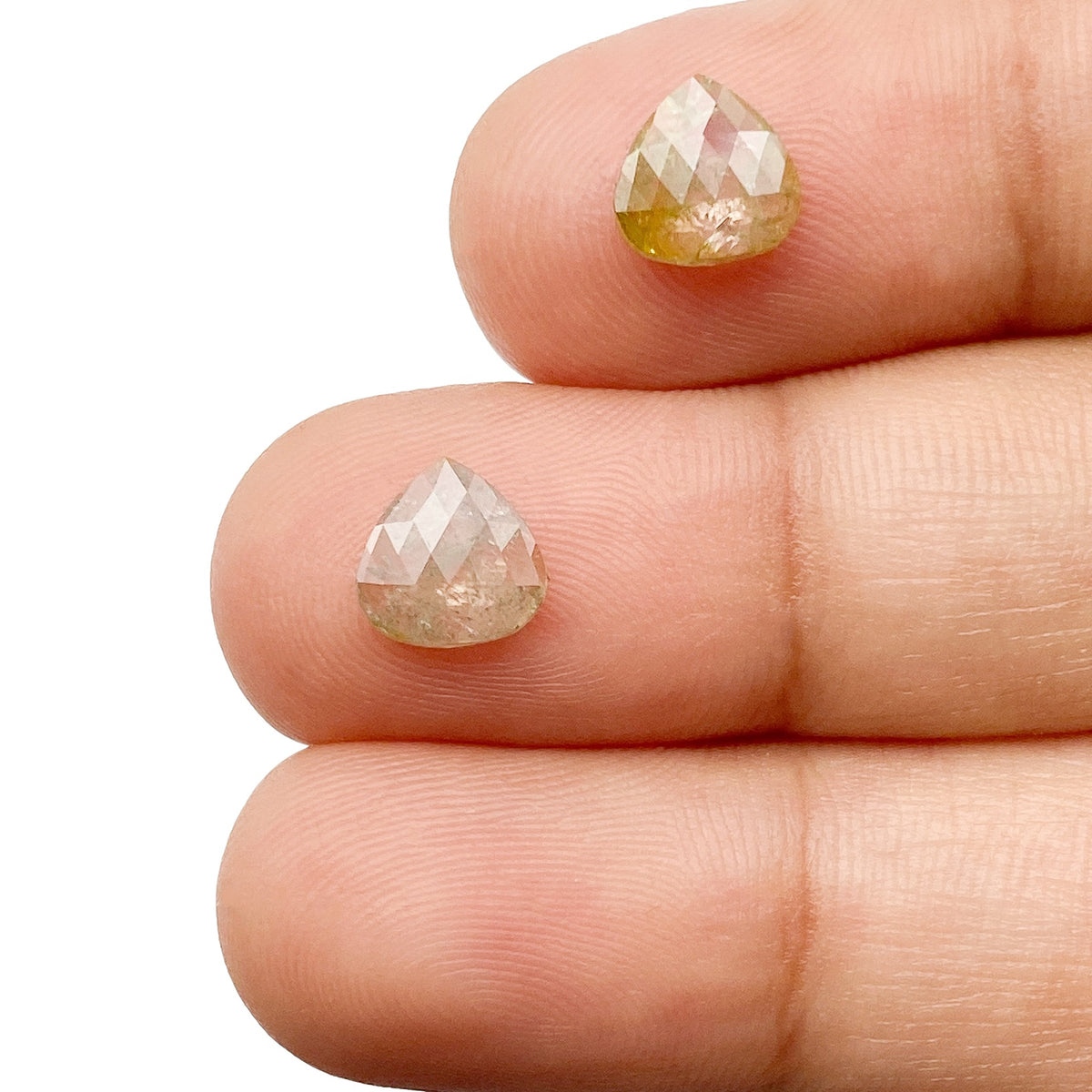 1.70cttw | Rustic  Pear Shape Rose Cut Diamond Matched Pair - Modern Rustic Diamond