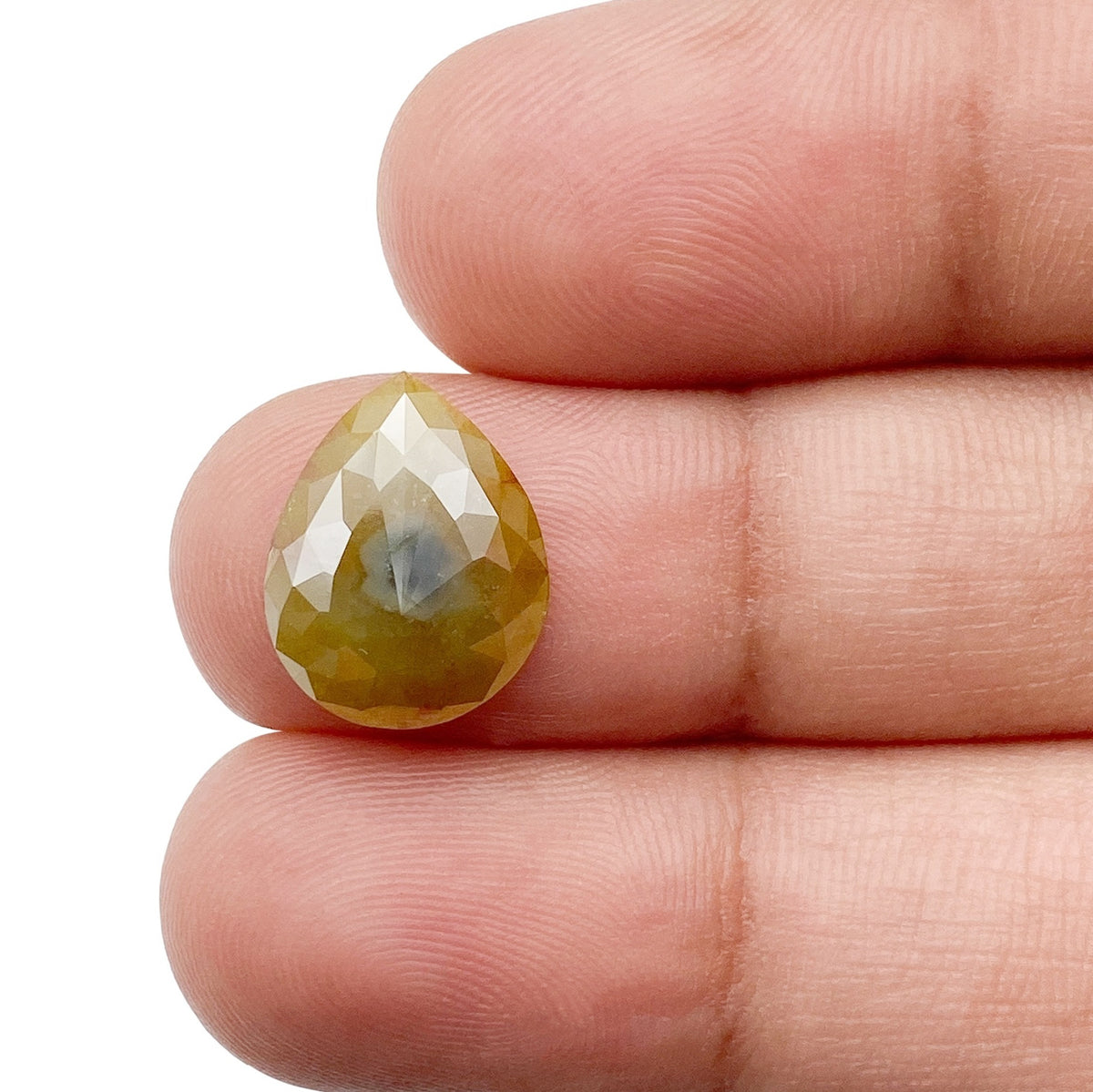 2.80ct | Salt &amp; Pepper Pear Shape Rose Cut Diamond - Modern Rustic Diamond