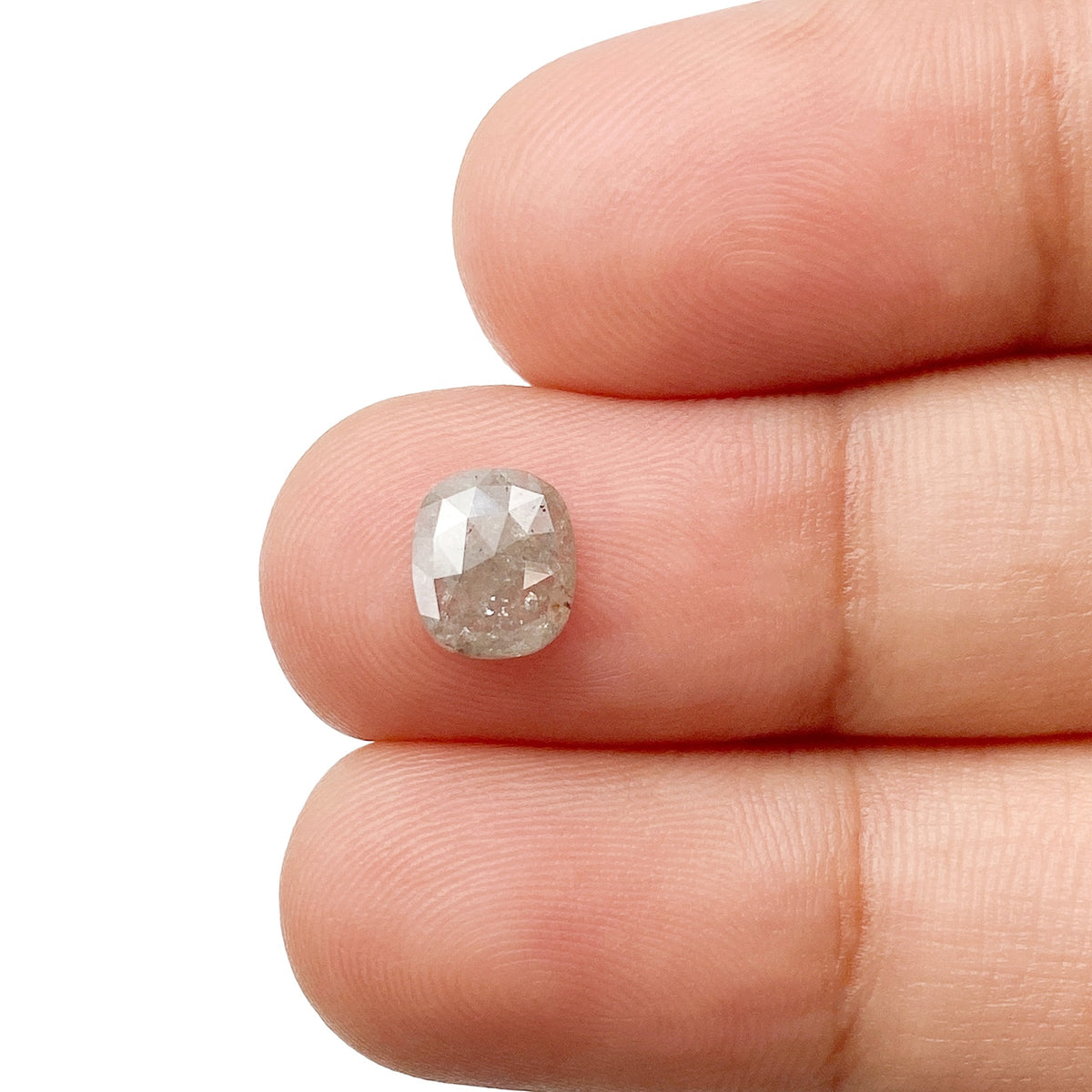 0.78ct | Salt &amp; Pepper Cushion Shape Rose Cut Diamond - Modern Rustic Diamond