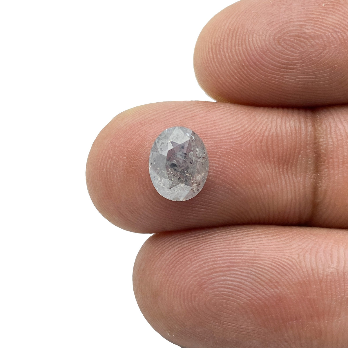 1.69ct | Salt &amp; Pepper Oval Shape Rose Cut Diamond - Modern Rustic Diamond