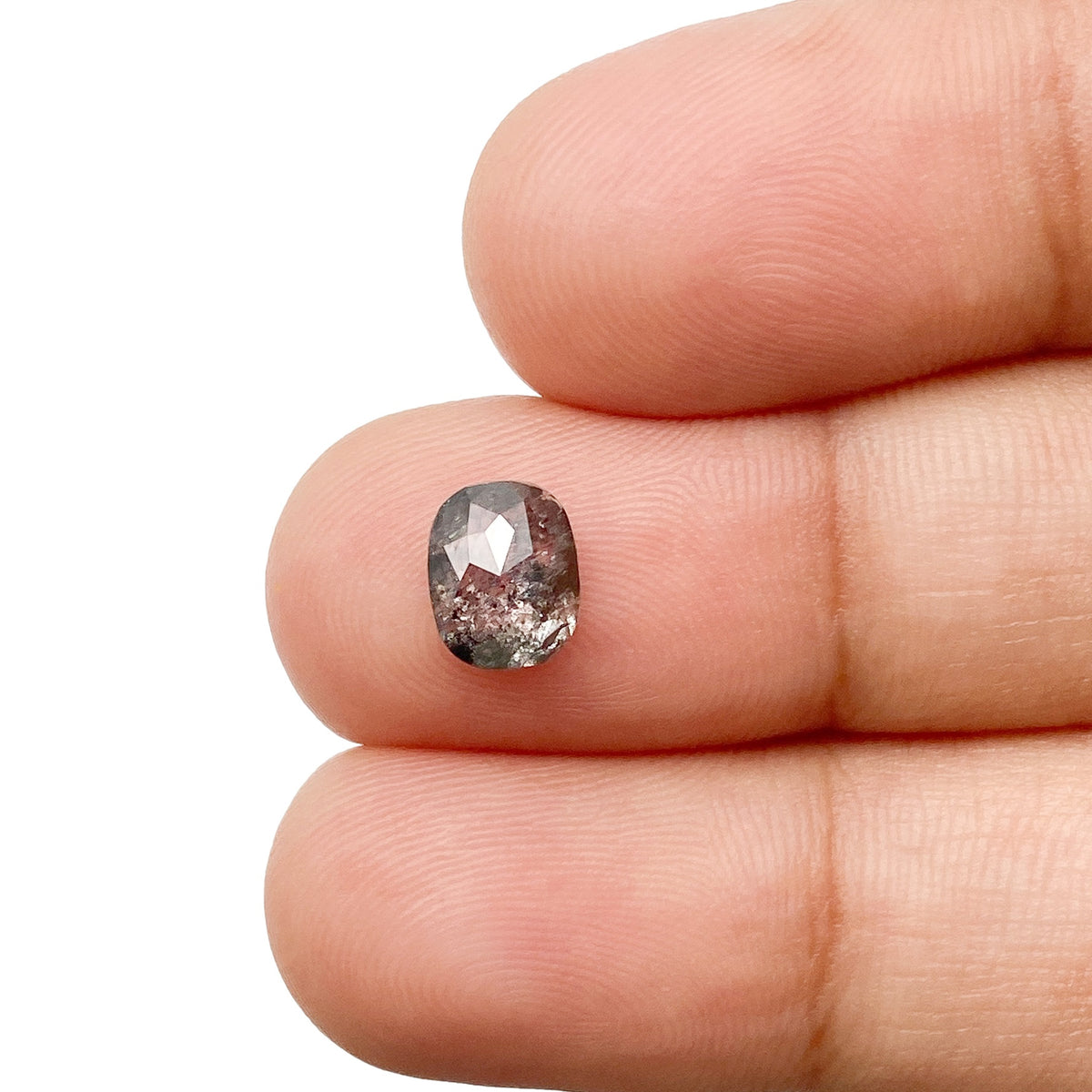 1.09ct | Salt &amp; Pepper Oval Shape Rose Cut Diamond - Modern Rustic Diamond