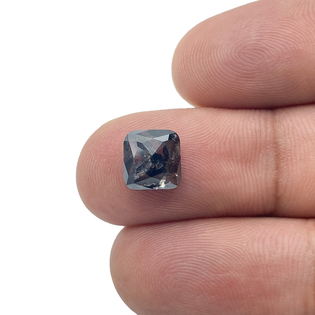 2.06ct | Salt &amp; Pepper Cushion Shape Rose Cut Diamond - Modern Rustic Diamond